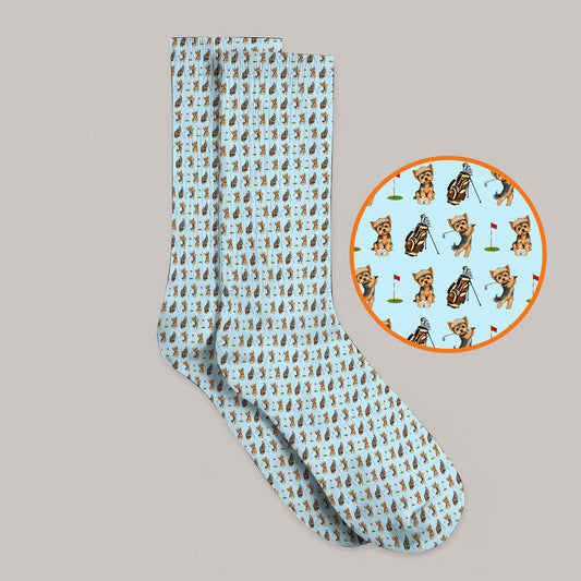 Yorkshire Terrier Golf Sock, Cute Yorkie Pattern Golf Socks, Gift for Golf Lovers