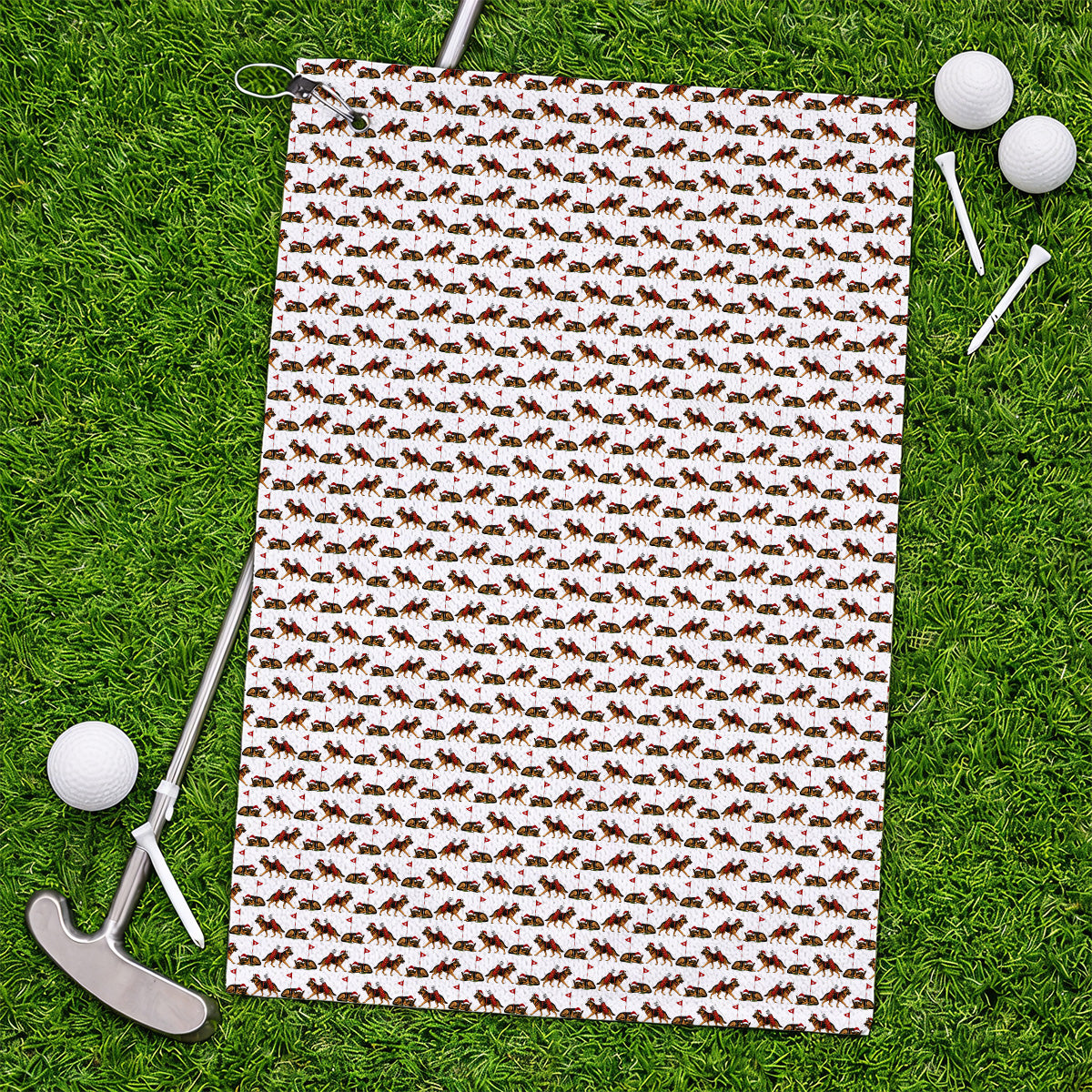 German Shepherd Christmas Golf Towels, German Shepherd Pattern Golf Towel, Holiday Golf Gift for Dog Lovers
