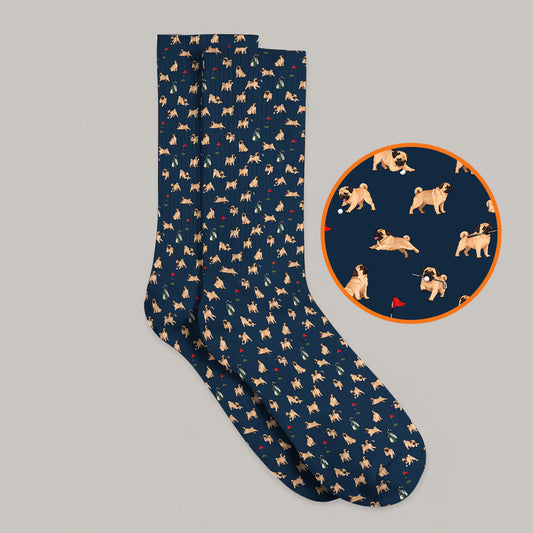 For Dog Lovers Crazy Pug Golf Socks, Pug Pattern Golf Sock, Golf Gift For Golfers