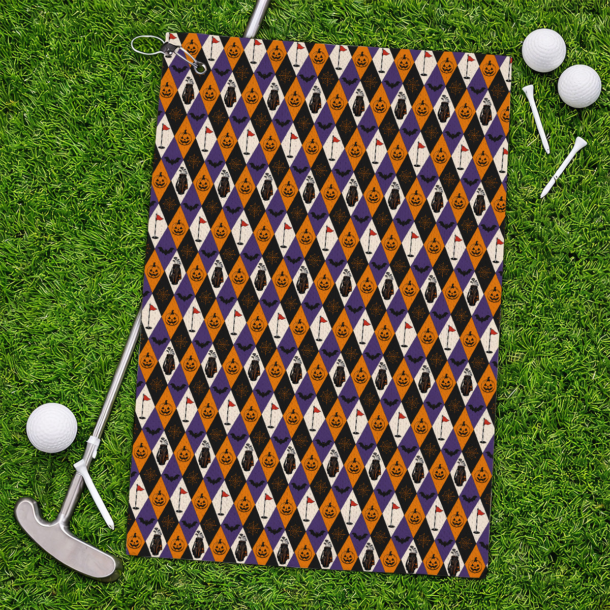 Halloween Pattern Golf Towels, Vintage Halloween Golf Towel For Golfer, Pumpkin Golf Gift for Golf Lovers