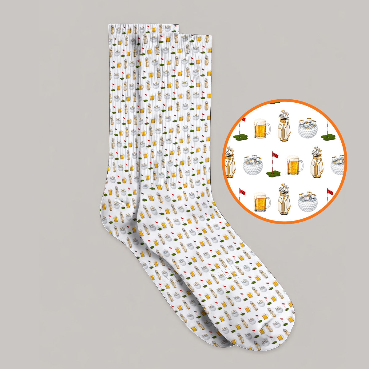 Crazy Beer Pattern Golf Sock, Beers Golf Socks, Golf Gift For Golfer