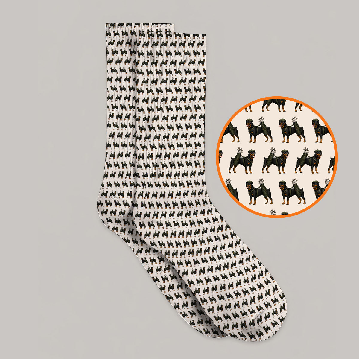 Rottweiler Golf Socks, Rottweiler Dog Golf Pattern Sock, Crazy Golf Gift For Golfer