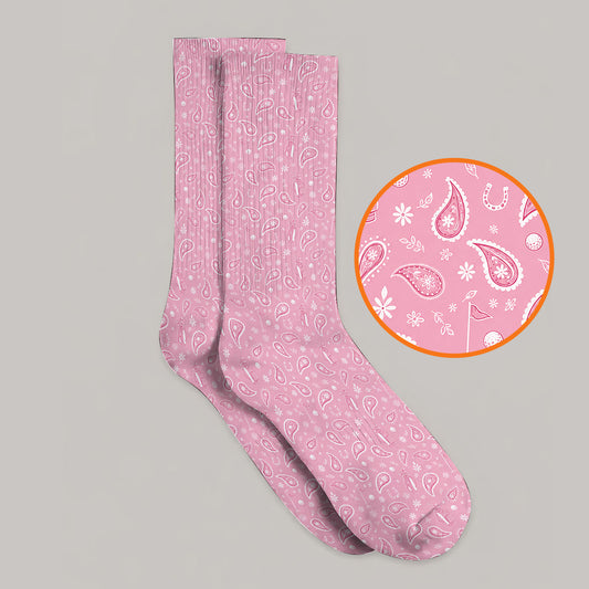 Cowgirl Paisley Pattern Golf Socks, Pink Western Golf Sock, Cute Paisley Golf Gift For Golfers
