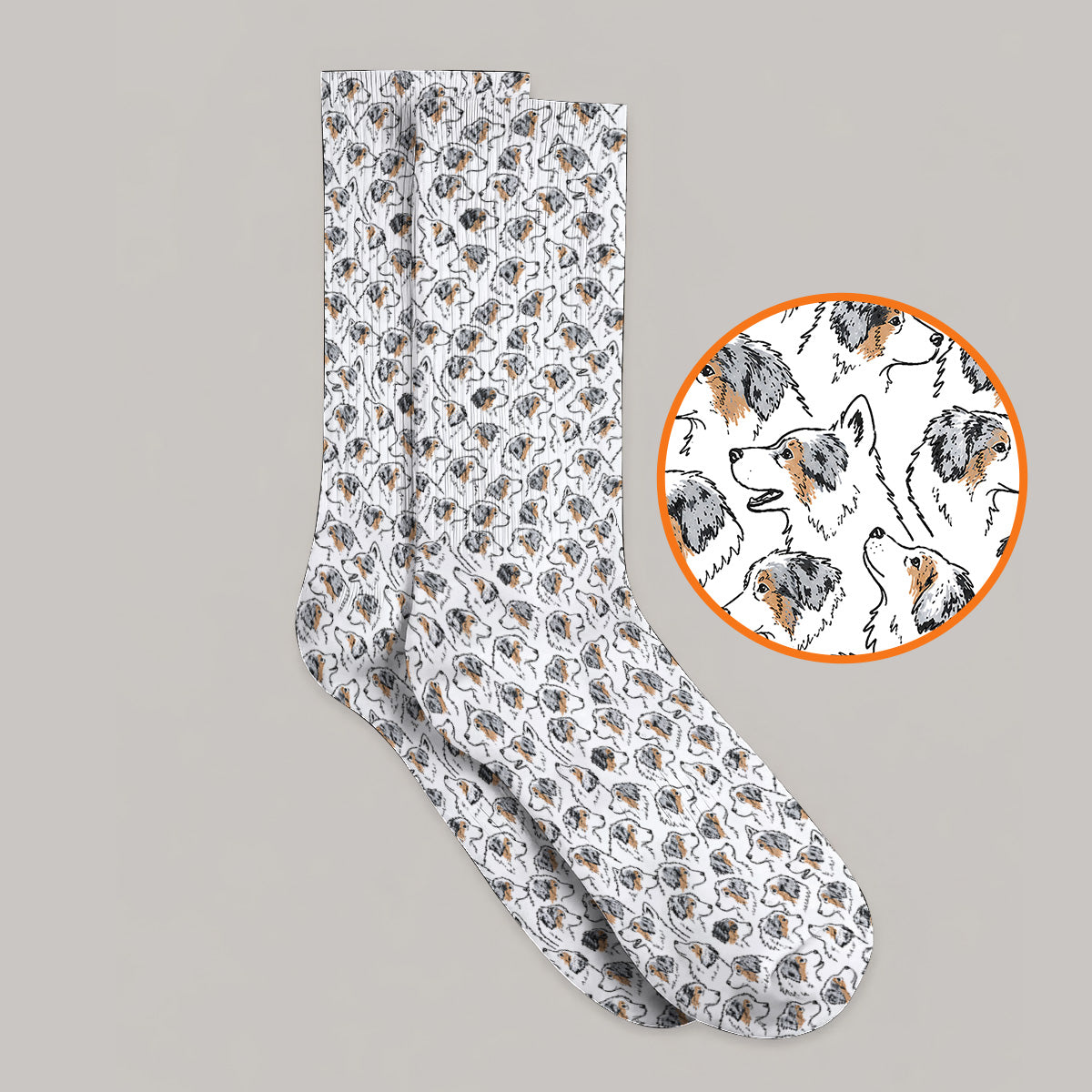 Australian Shepherd Golf Socks, Aussie Dog Pattern Golf Sock, Golf Gift For Golfer