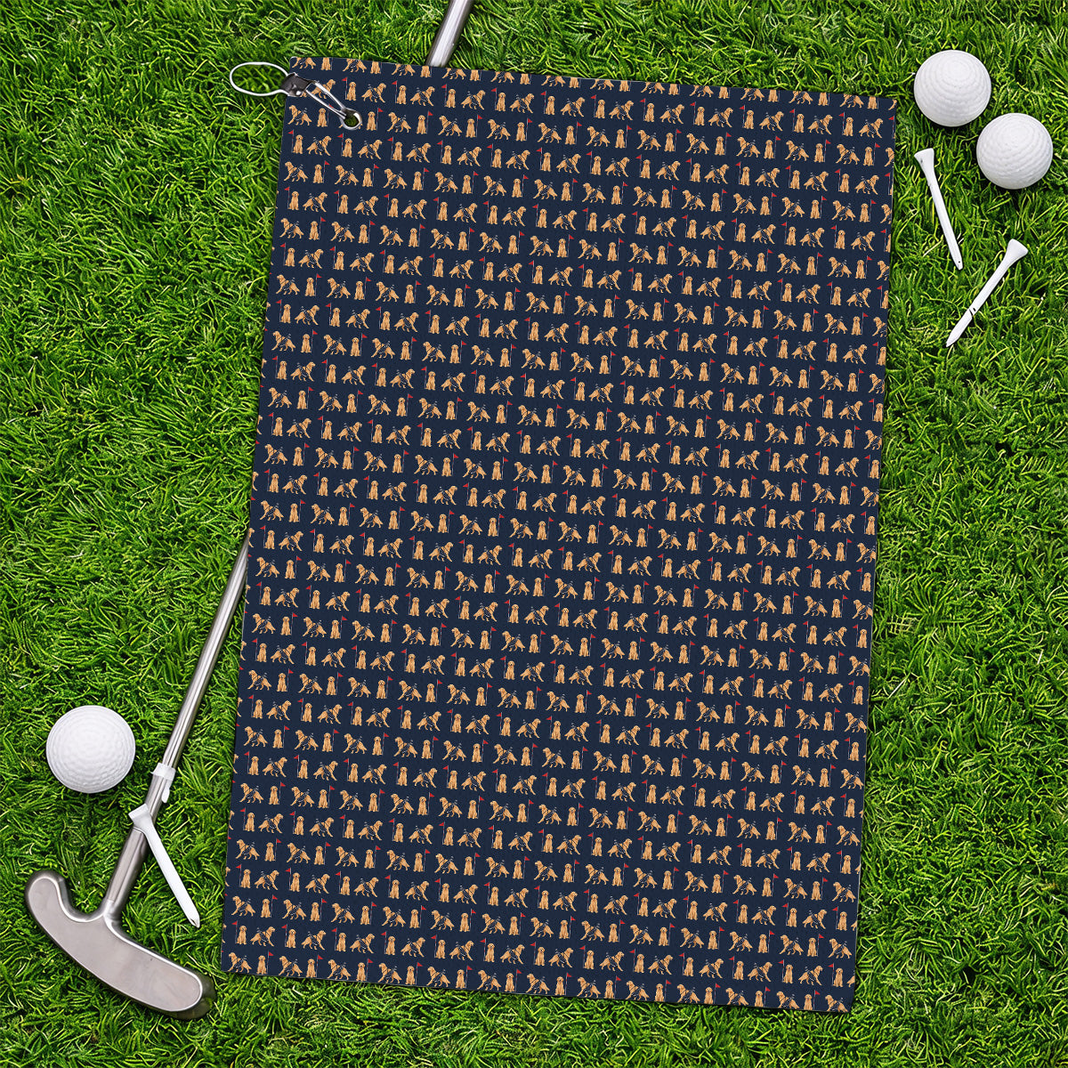 Funny Golden Retriever Golf Towel, Golden Retriever Pattern Golf Towels, Dog Lover Golf Shirt