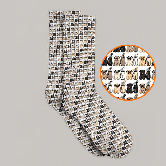 Funny Pug Golf Socks, Pug Pattern Golf Sock For Dog Lovers, Golf Gift For Golfers