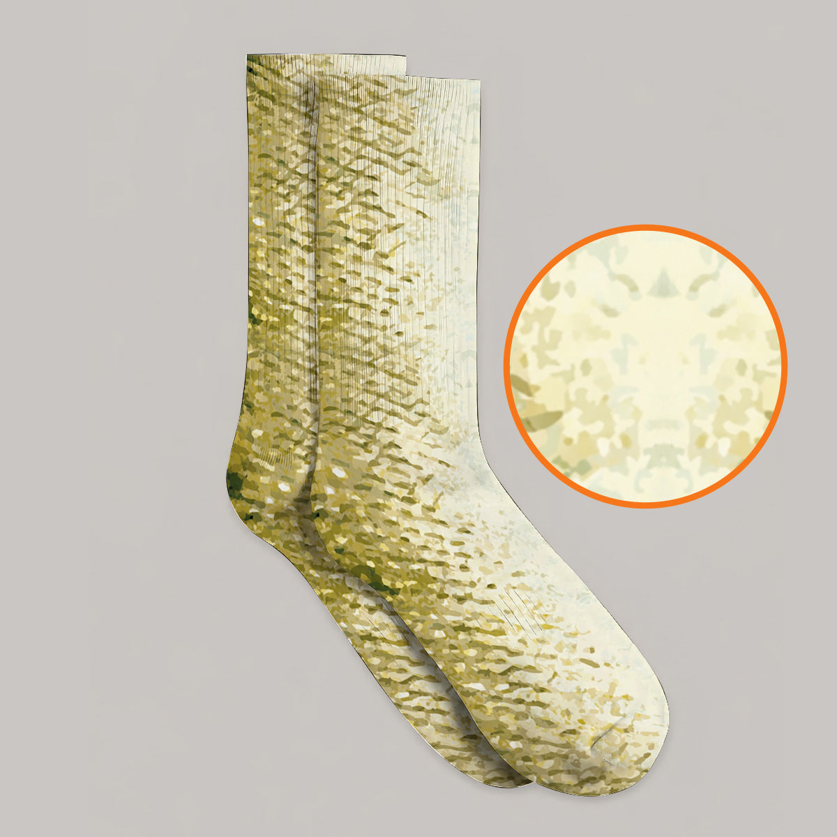 Bass Fishing Pattern Golf Socks, Golden Green Bass Fish Scale Golf Sock, Golf Gift For Fishers