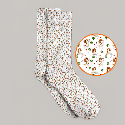 Crazy Cavalier King Charles Spaniel Golf Socks, Funny Cavalier Golf Sock, Golf Gift For Golfer