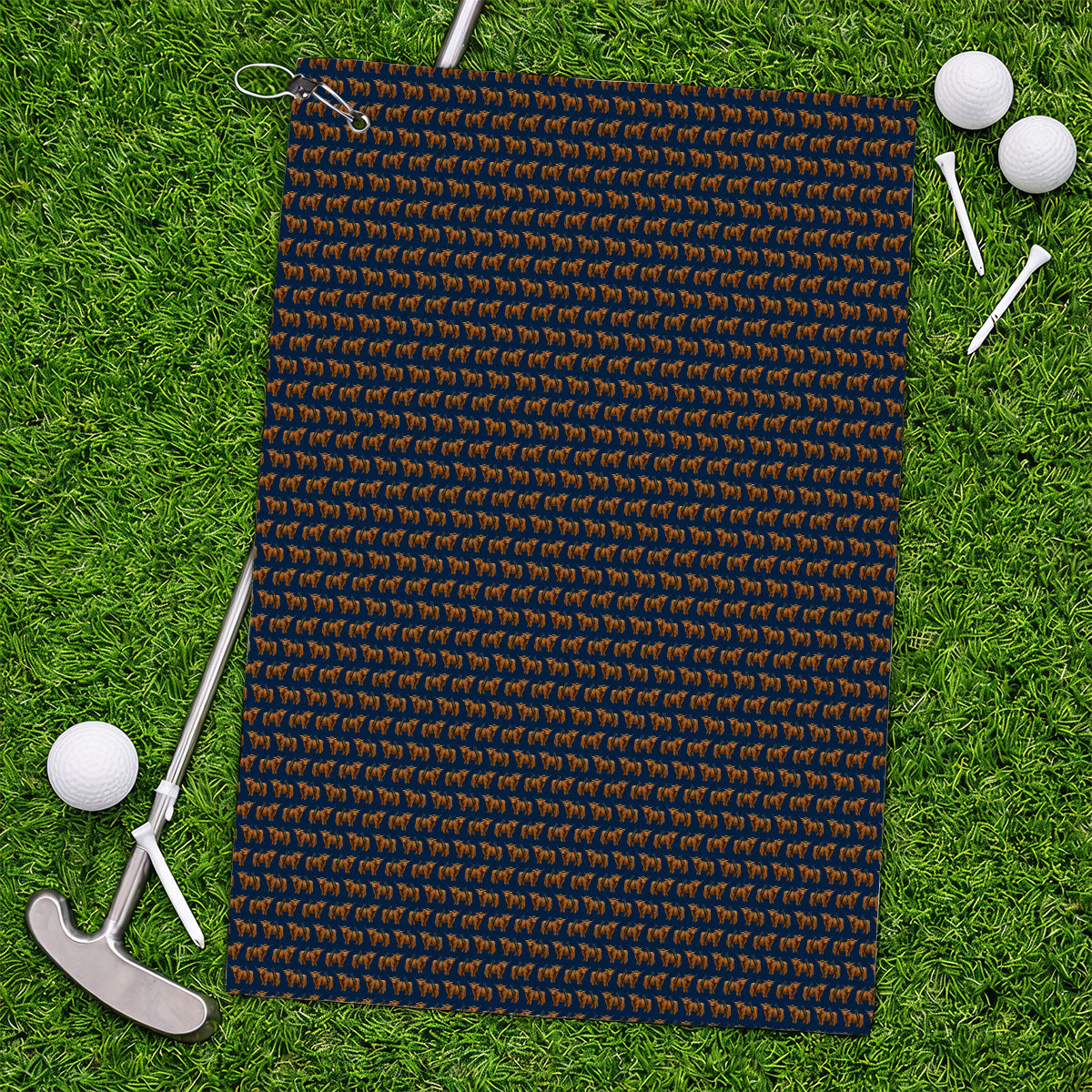 Crazy Highland Cow Caddie Towels, Highland Cow Golf Towel, Golfer Gift For Golfers