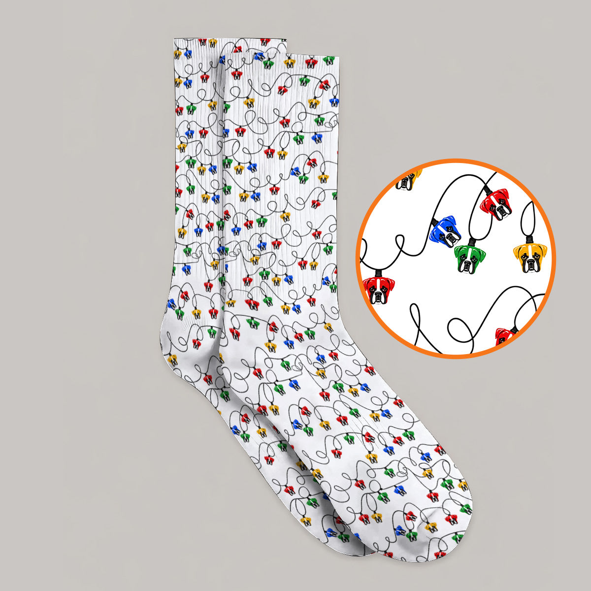 Boxer Dog Golf Socks, Colorful Boxer Pattern Golf Sock, Funny Dog Lover Golf Gift