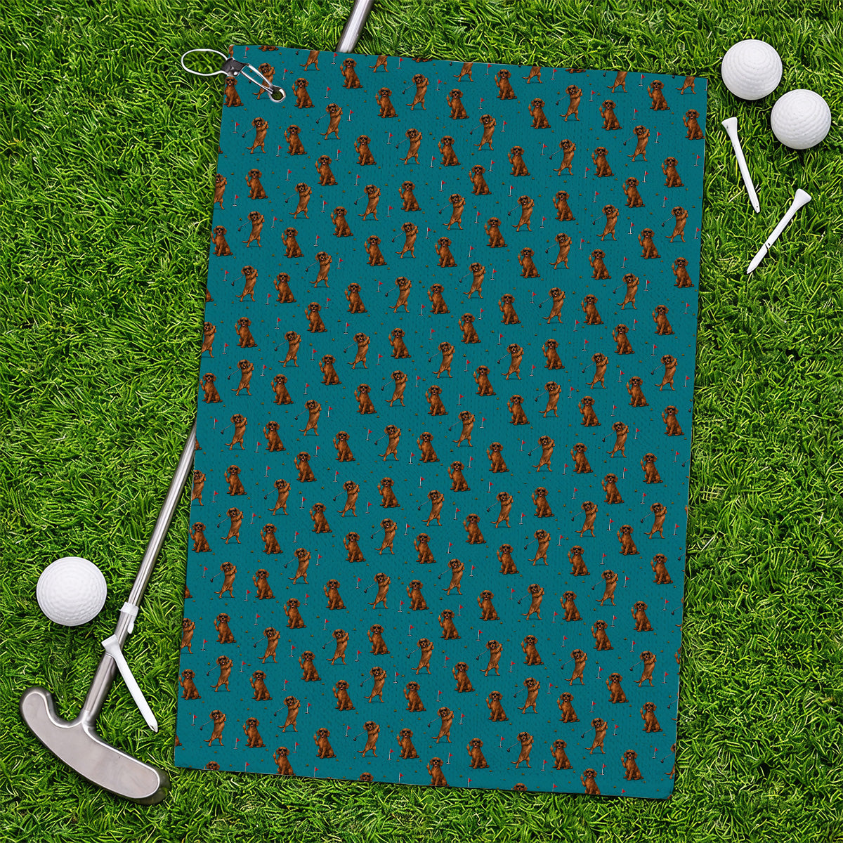 Wiener Dog Golf Pattern Towels, Dachshund Lover Golf Towel, Unique Golf Gift For Golfer