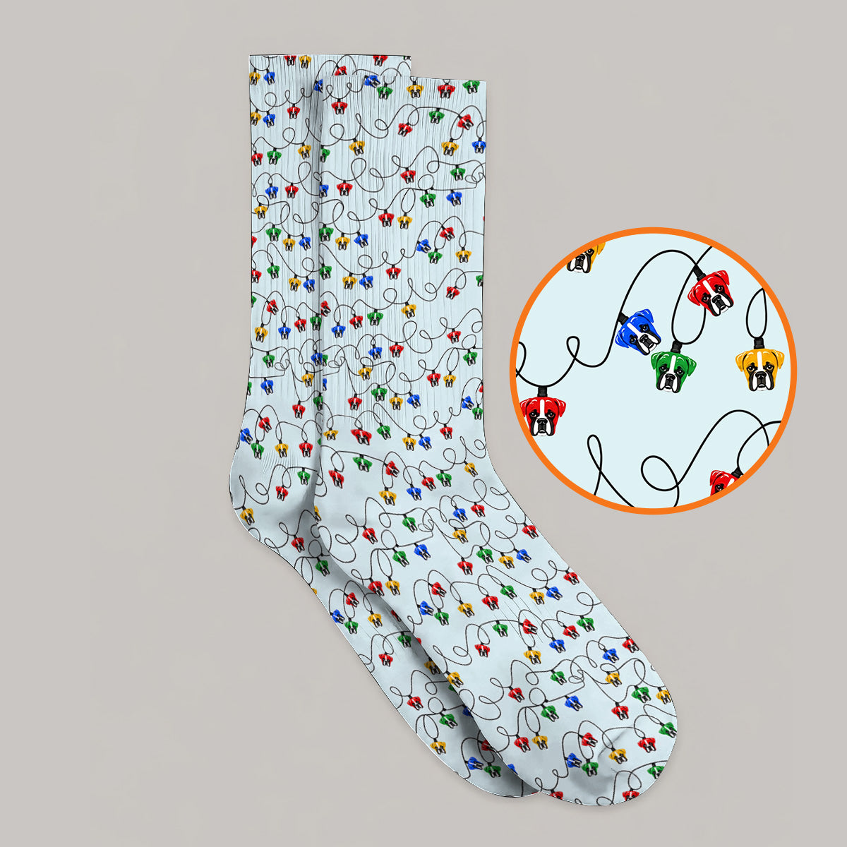 Boxer Dog Golf Socks, Colorful Boxer Pattern Golf Sock, Funny Dog Lover Golf Gift