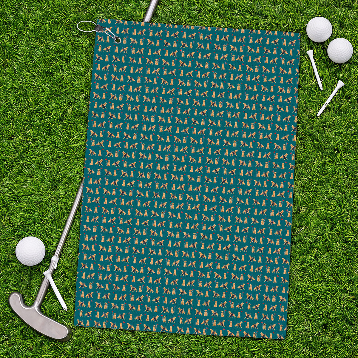 Funny Golden Retriever Golf Towel, Golden Retriever Pattern Golf Towels, Dog Lover Golf Shirt