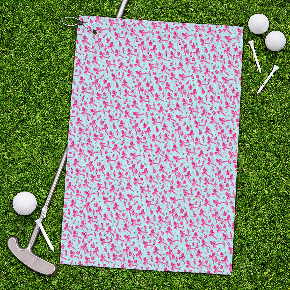 Fight With Every Swing Breast Cancer Awareness Golf Towels, Pink Ribbon & Golf Pattern Towel, Support Gift for Golfers