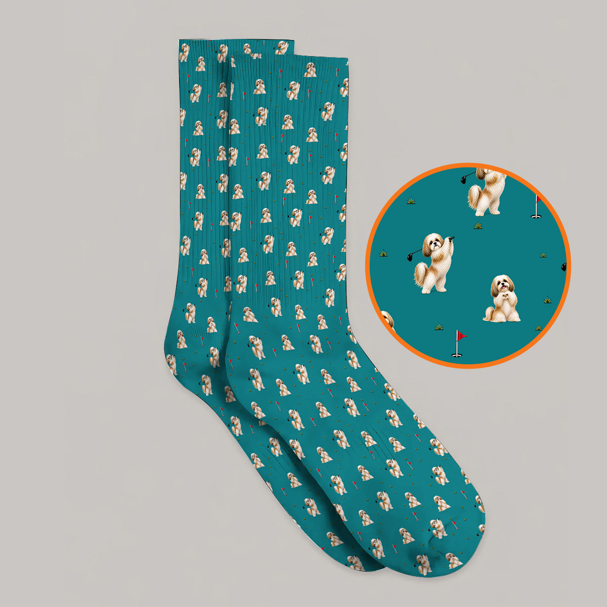 Funny Shih Tzu Golf Socks, Cute Shih Tzu Pattern Golf Sock, Golf Gift For Dog Lovers
