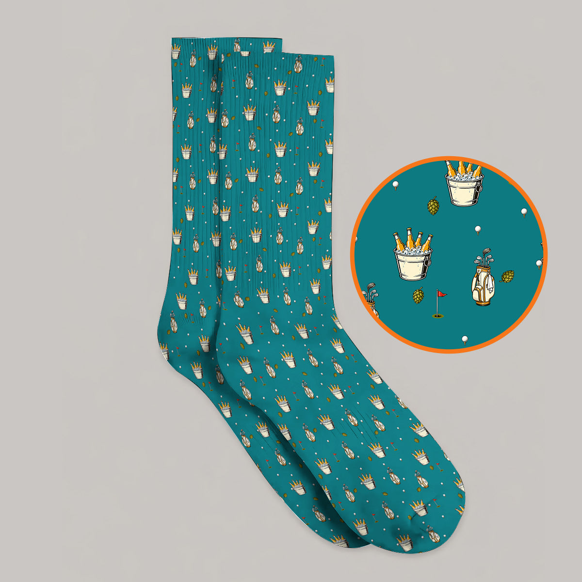 Crazy Beer Pattern Golf Socks, Beers Golf Sock, Golf Gift For Golfer
