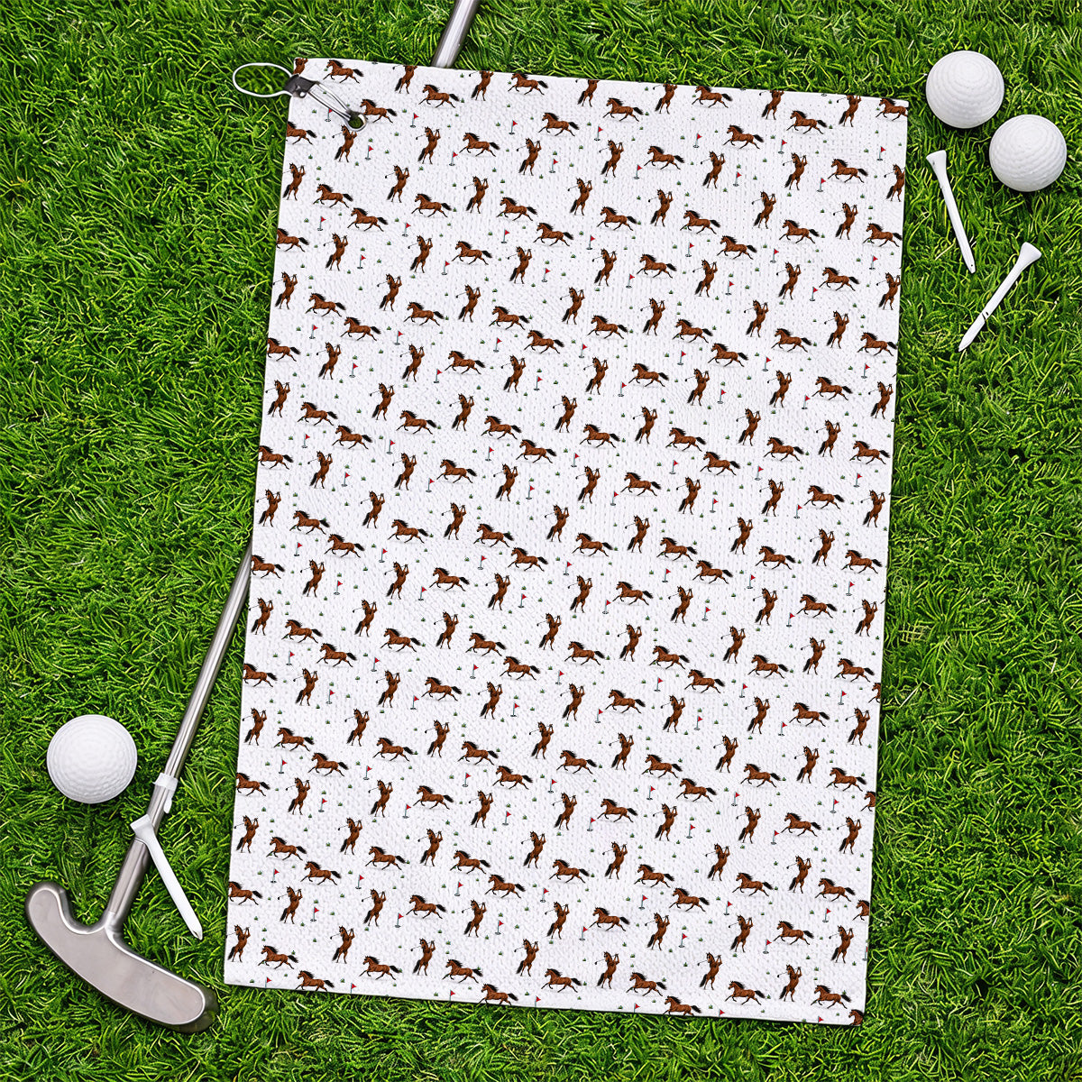 Crazy Horse Golf Pattern Towel, American Quarter Horse Golf Towel, Western Horse Gift for Golfers