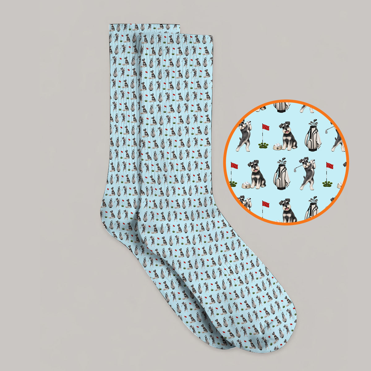 Funny Miniature Schnauzer Golf Socks, Schnauzer Pattern Golf Sock, Gift For Golf Lovers