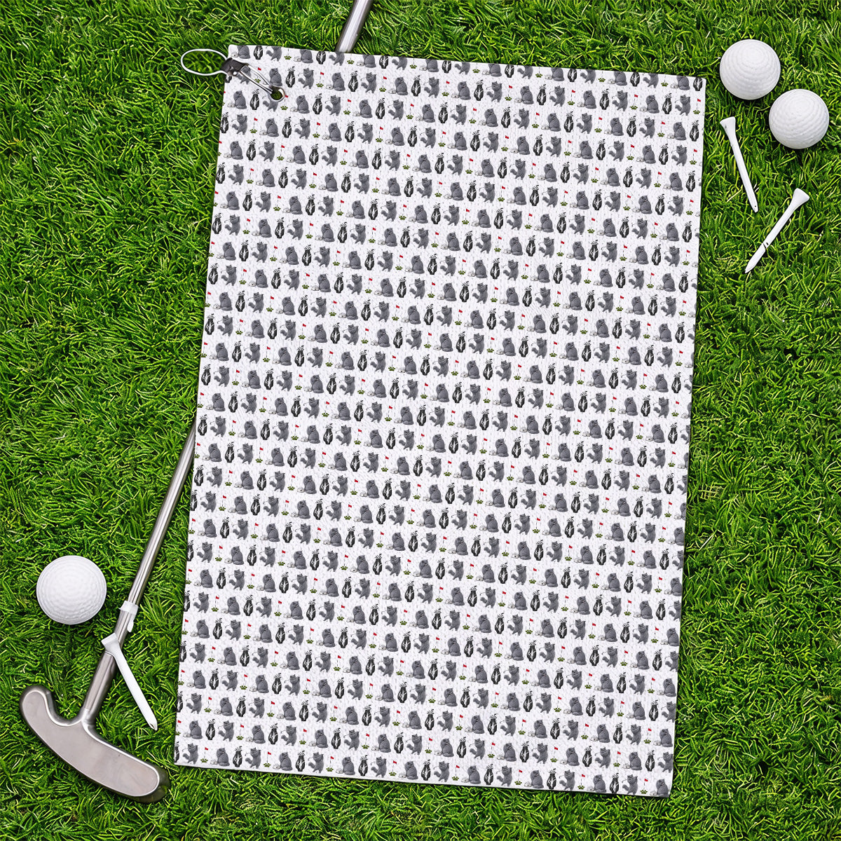 British Shorthair Golf Towel, Cute British Shorthair Pattern Golf Towels, Golf Gift for Cat Lovers