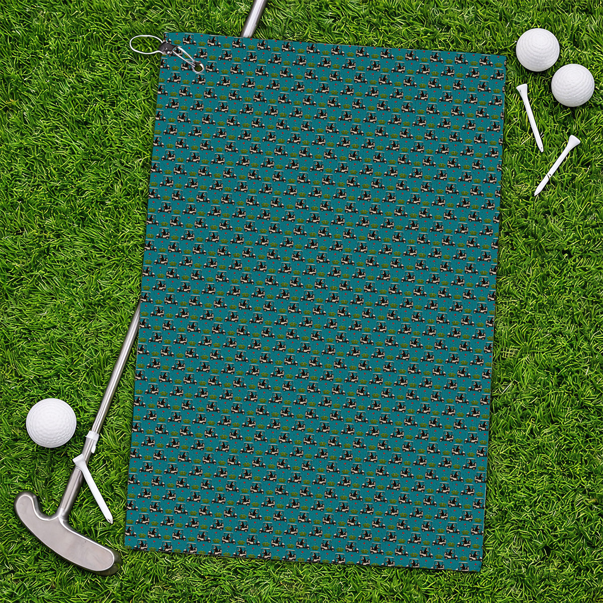 Bernese Mountain Golf Cart Pattern Towels, Funny Bernese Golf Towel, Golf Gift For Golfer