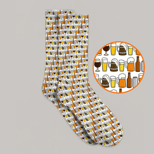 Beer Pattern Golf Socks, Funny Beer Lover Golf Sock, Golf Gift For Beer Lovers