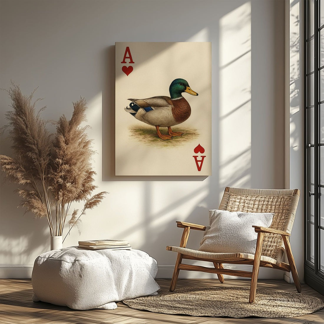 Ace Duck Canvas, Poker Style Wall Art For Cabin Decor, Gift For Man Cave