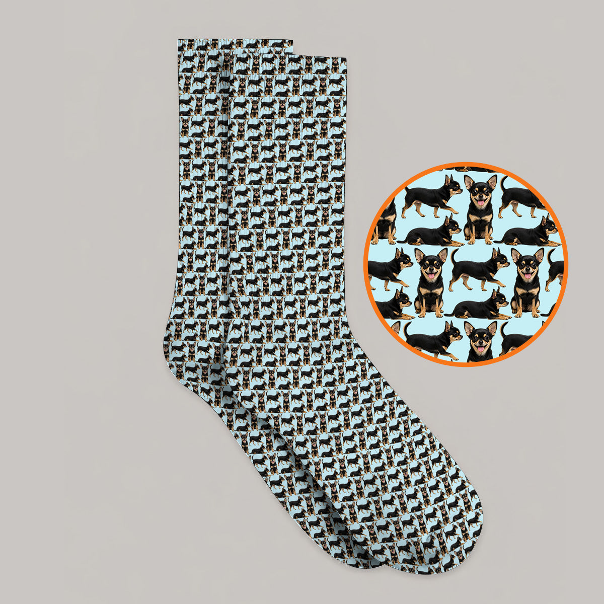 Funny Black Chihuahua Golf Sock, Cute Chihuahua Golf Pattern Socks, Dog Lovers Golf Gift For Golfer