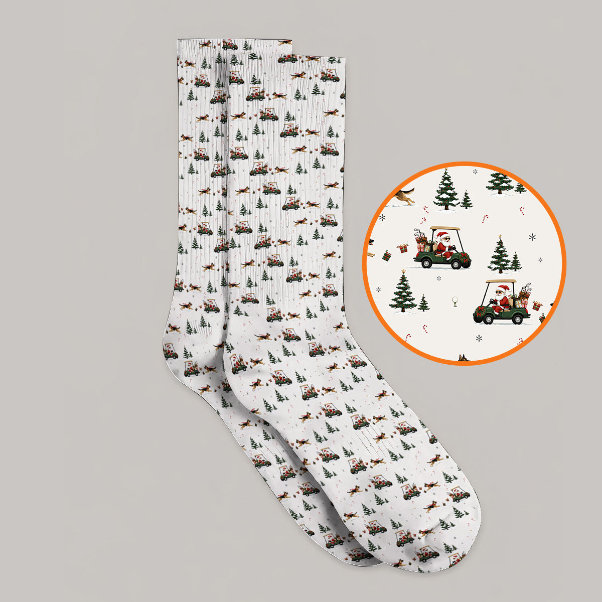 German Shepherd Pattern Golf Socks, German Christmas Golf Cart Sock, Festive Golf Gift for Dog Lovers