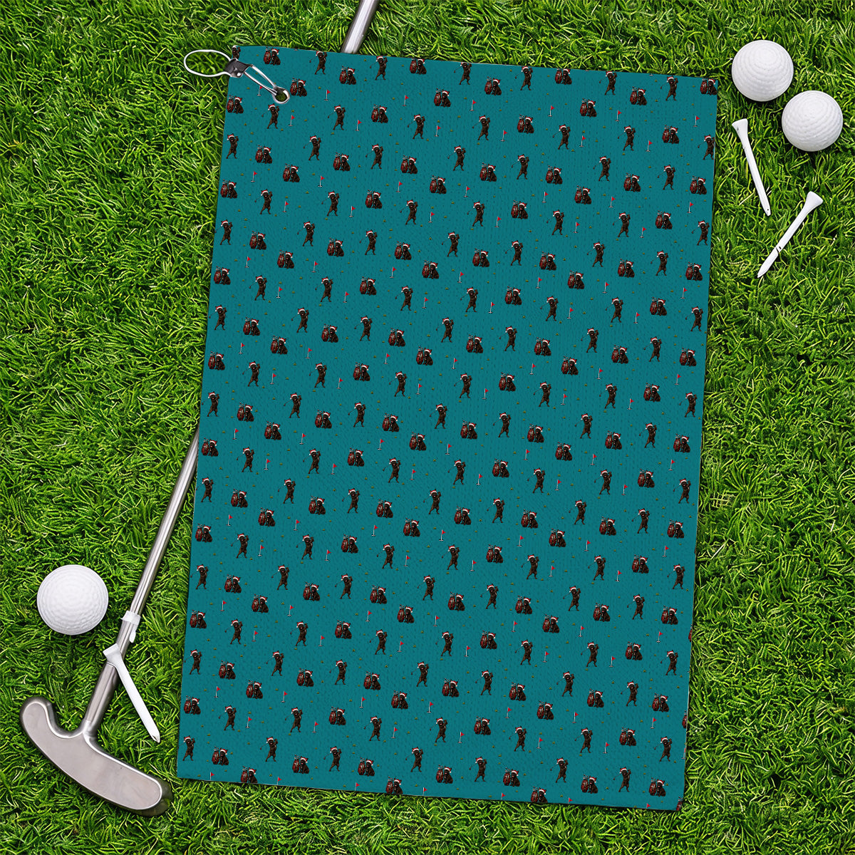 Christmas French BullDog Golfer Towel, Xmas French BullDog Golf Pattern Towels, Holiday Golf Gift for Golfers
