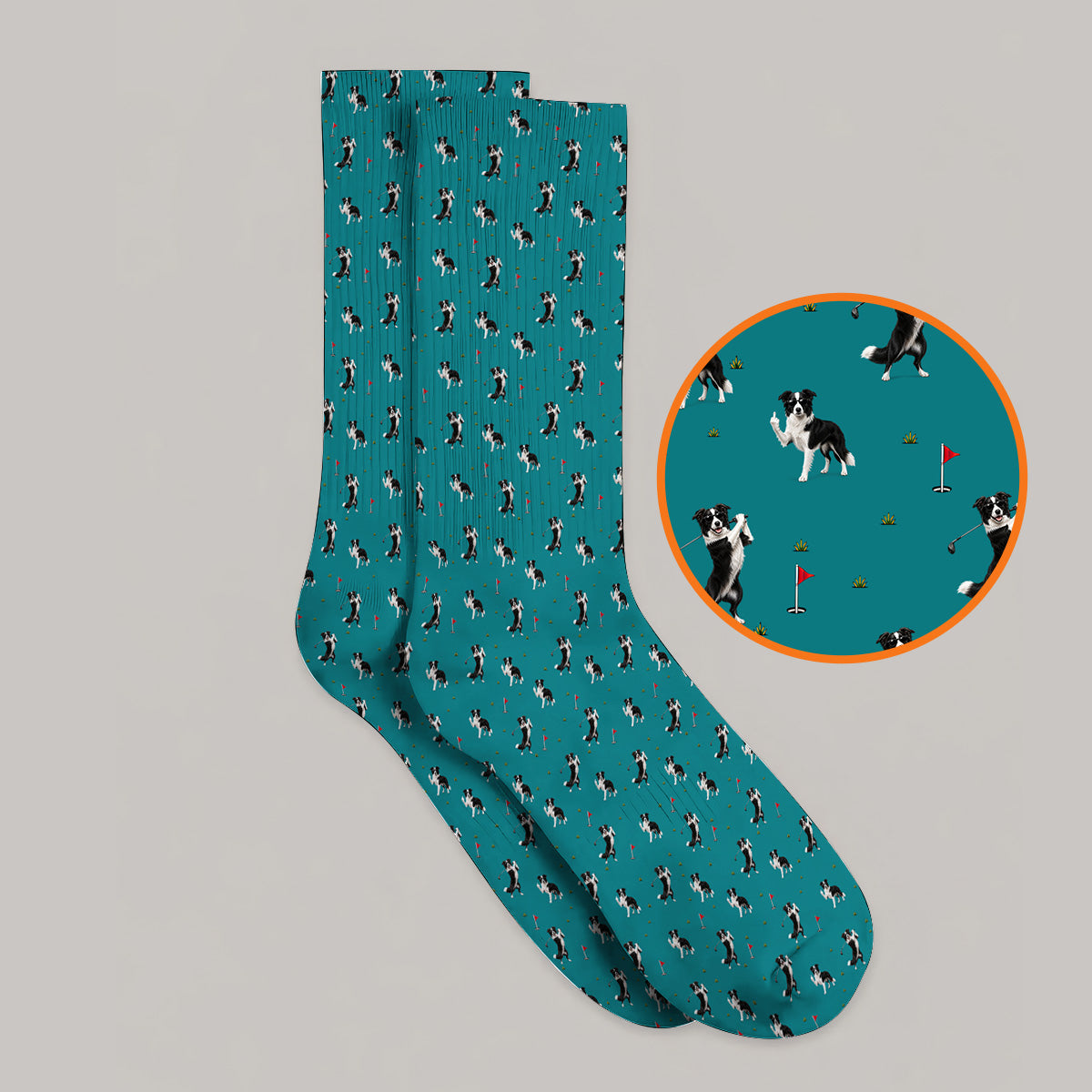 Border Collie Golf Socks, Border Collie Pattern Golf Sock For Golfer, Funny Golf Gift For Dog Lover