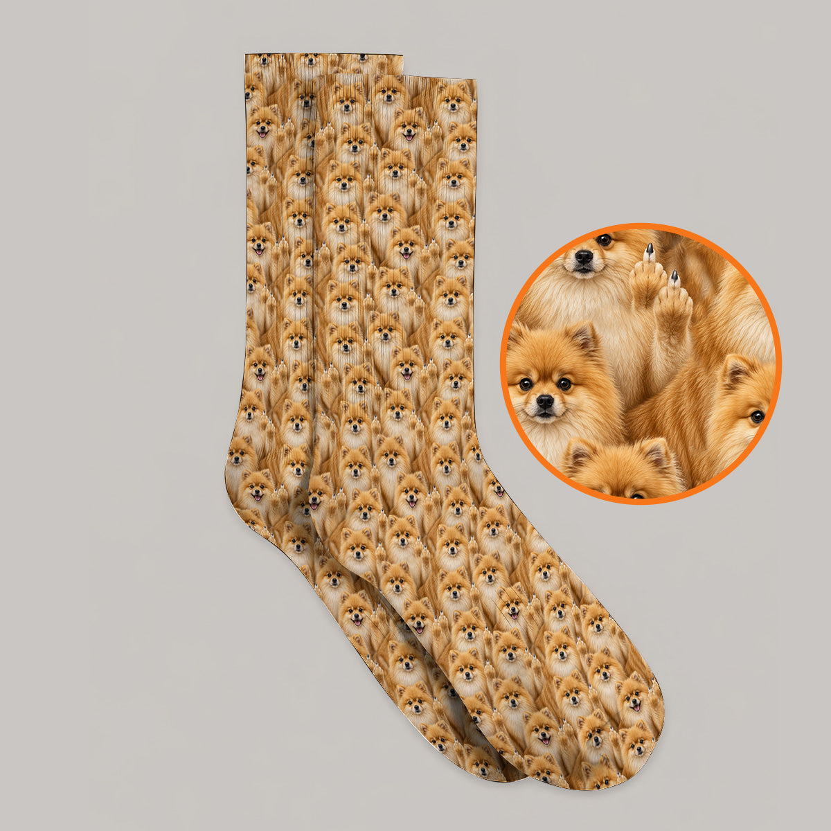 Crazy Pomeranian Pattern Golf Socks, Pomeranian Dog Golf Sock, Golf Gift For Golfer