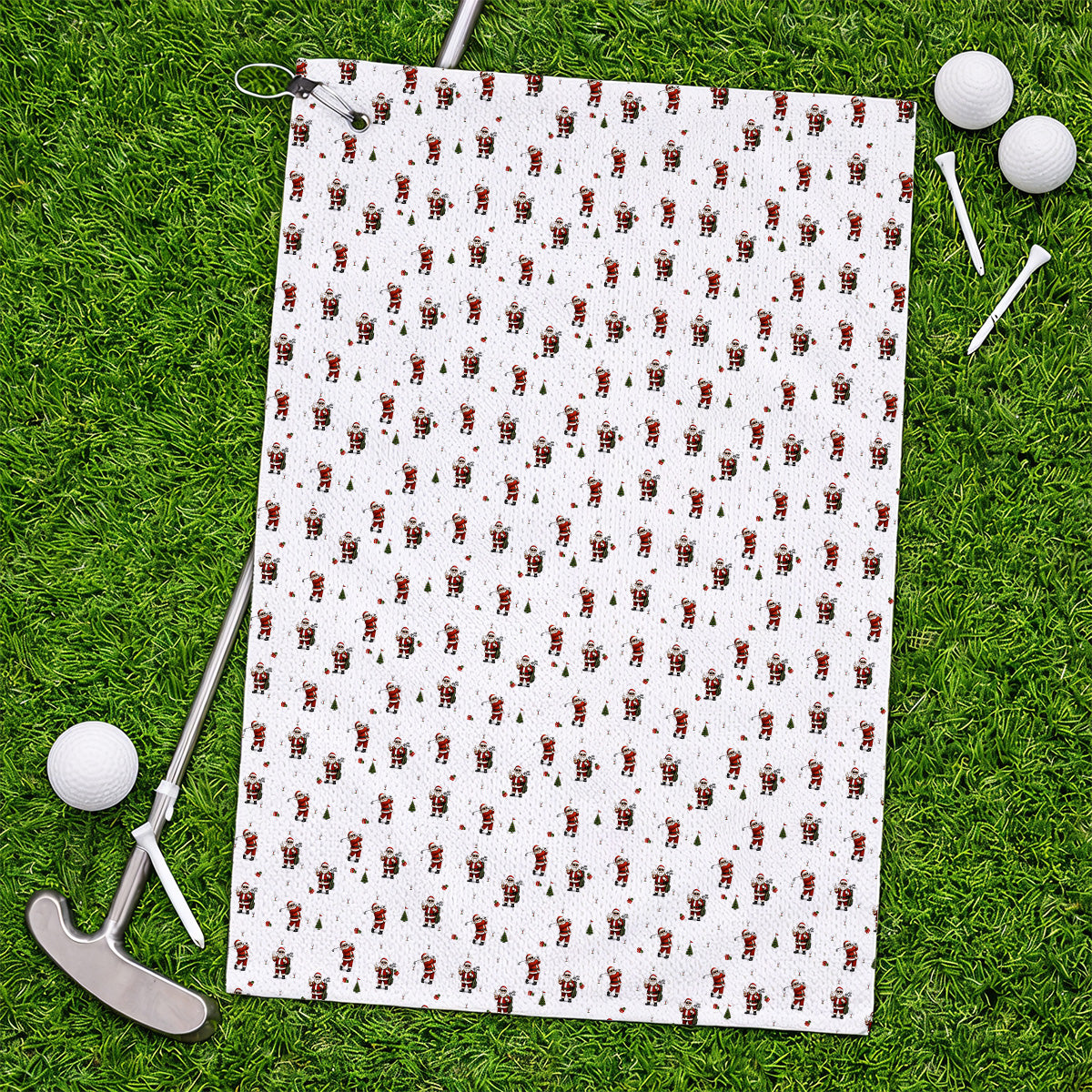 Funny Santa Pattern Golf Towels, Xmas Golf Towel For Golfers, Christmas Golf Gift For Holiday
