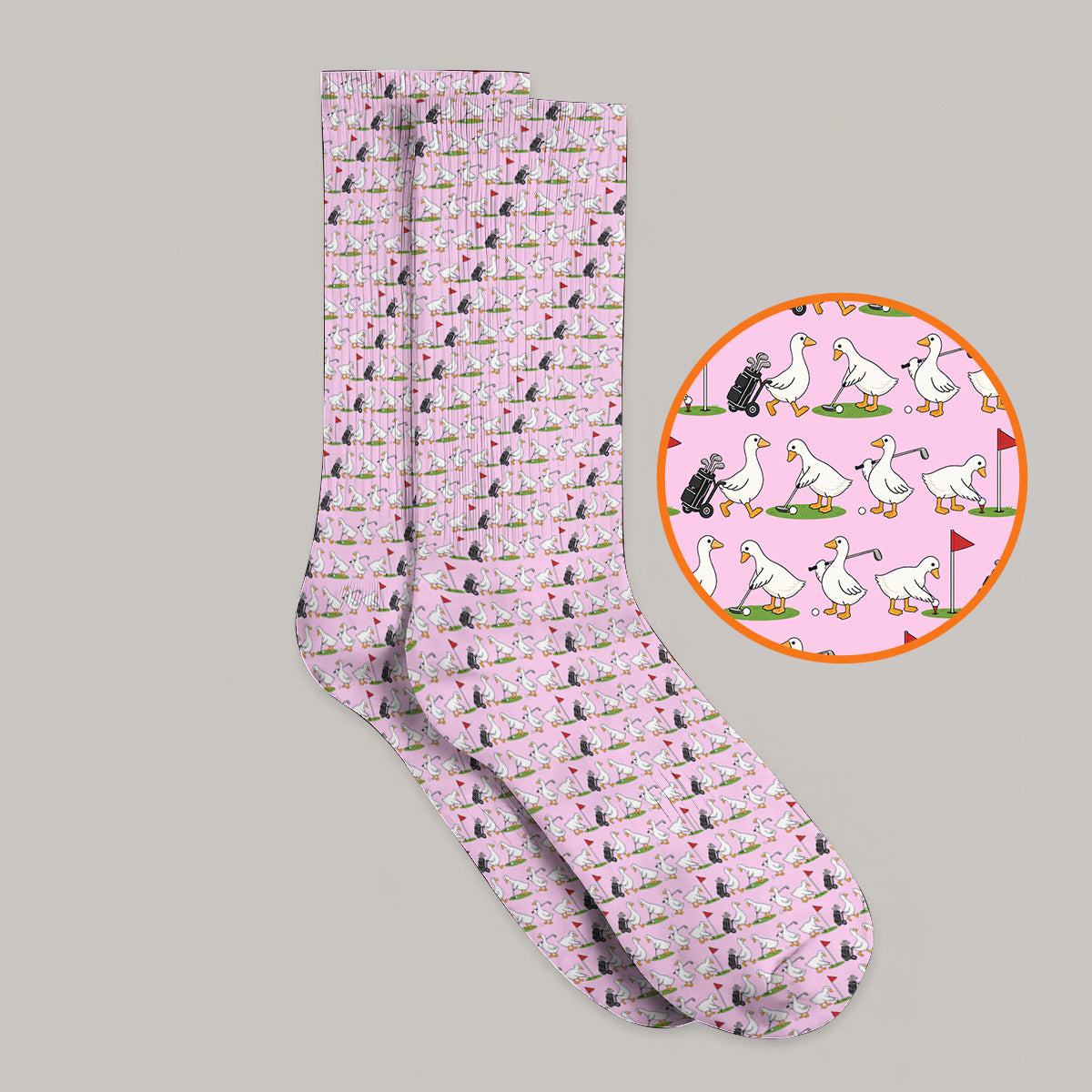 Cute Goose Golf Pattern Socks, Goose Golf Sock, Crazy Golf Gift for Golfers