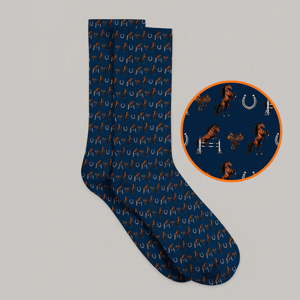 Funny Horse Golf Pattern Socks, American Quarter Horse Golf Socks, Western Horse Gift for Golfers
