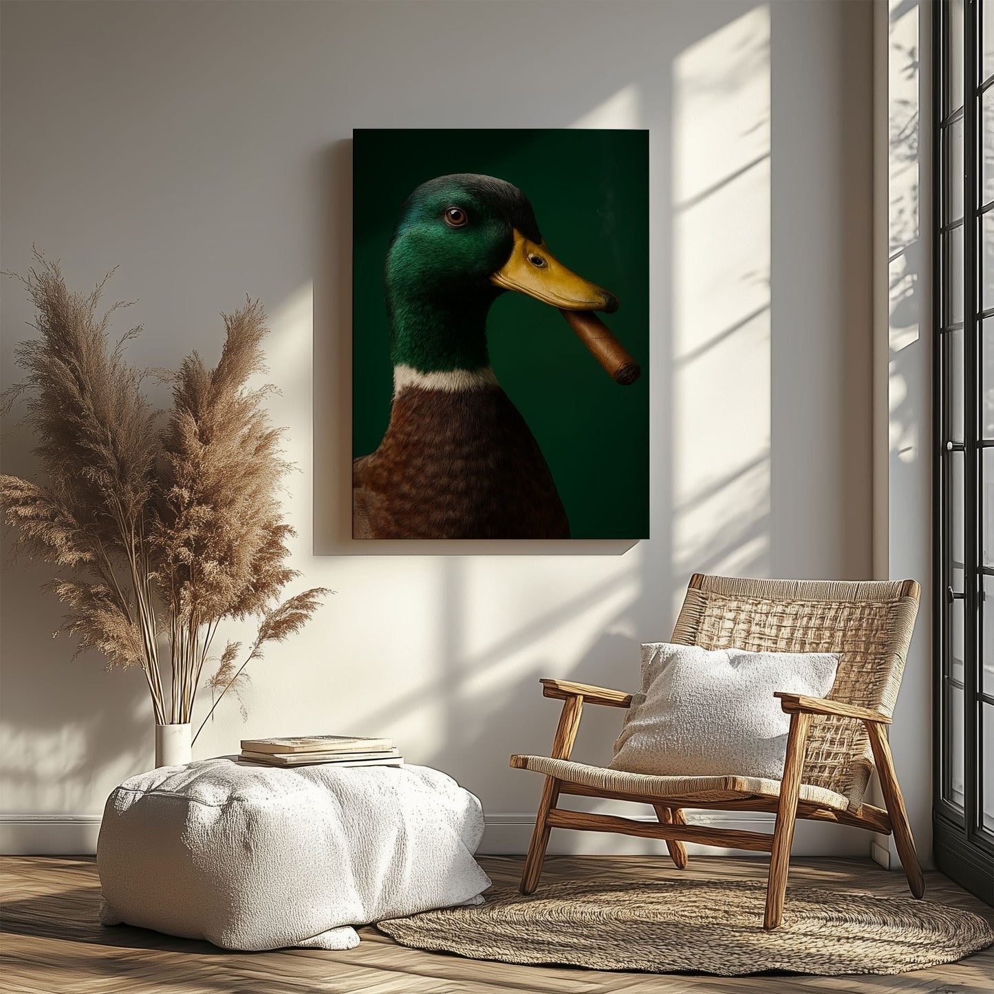 Cigar Duck Canvas, Rustic Hunting Cabin Wall Art, Gift For Man Cave