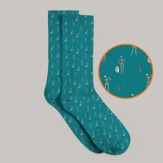Funny Skeleton Golf Socks, Skeleton Pattern Golf Sock, Golf Gift For Golfer