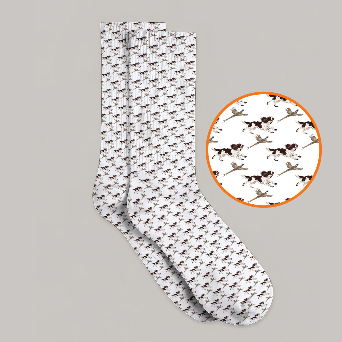 English Springer Spaniel Golf Socks, Crazy Dog Pattern Golf Sock, Golf Gift For Golfers
