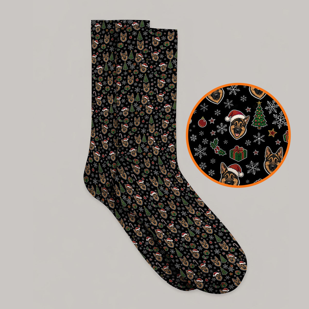 Funny German Shepherd Christmas Golf Socks, German Shepherd Pattern Golf Sock, Xmas Golf Gift For Golfer