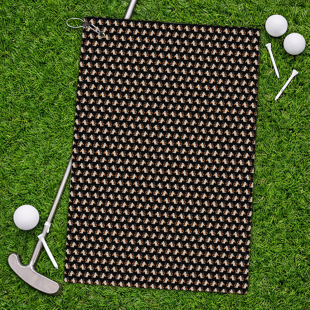 Halloween Golf Towels, Ghost Pattern Golf Towel, Spooky Golf Gift for Golf Lovers