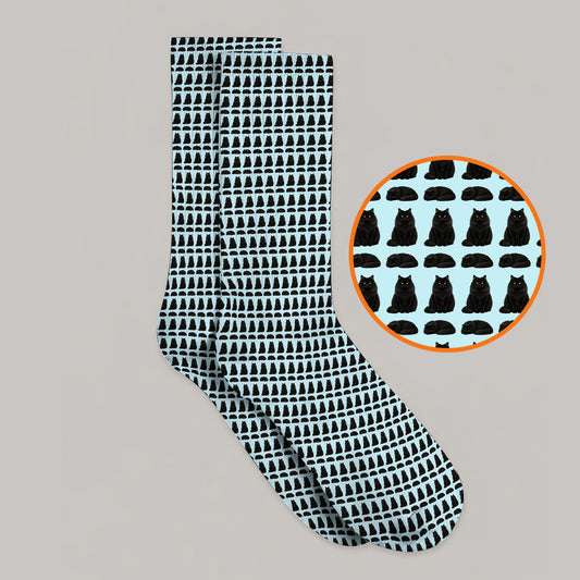 Black Persian Cat Golf Socks, Cute Black Persian Pattern Golf Sock, Golf Gift for Cat Lovers