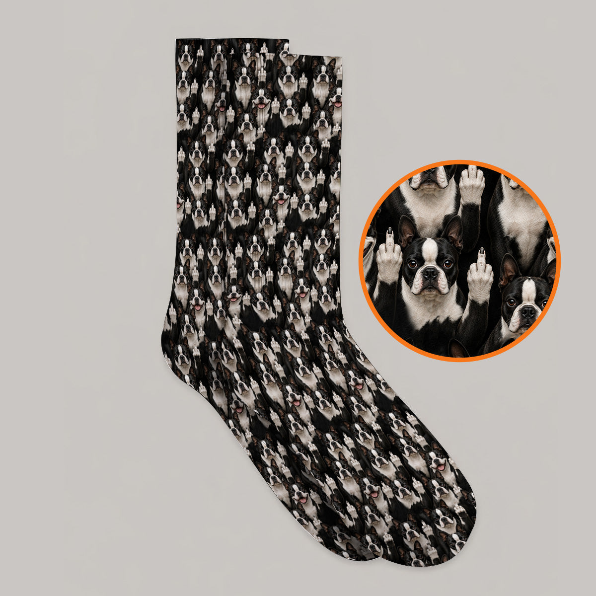 Boston Terrier Pattern Golf Socks, Funny Boston Terrier Golf Sock, Golf Gift For Golfer