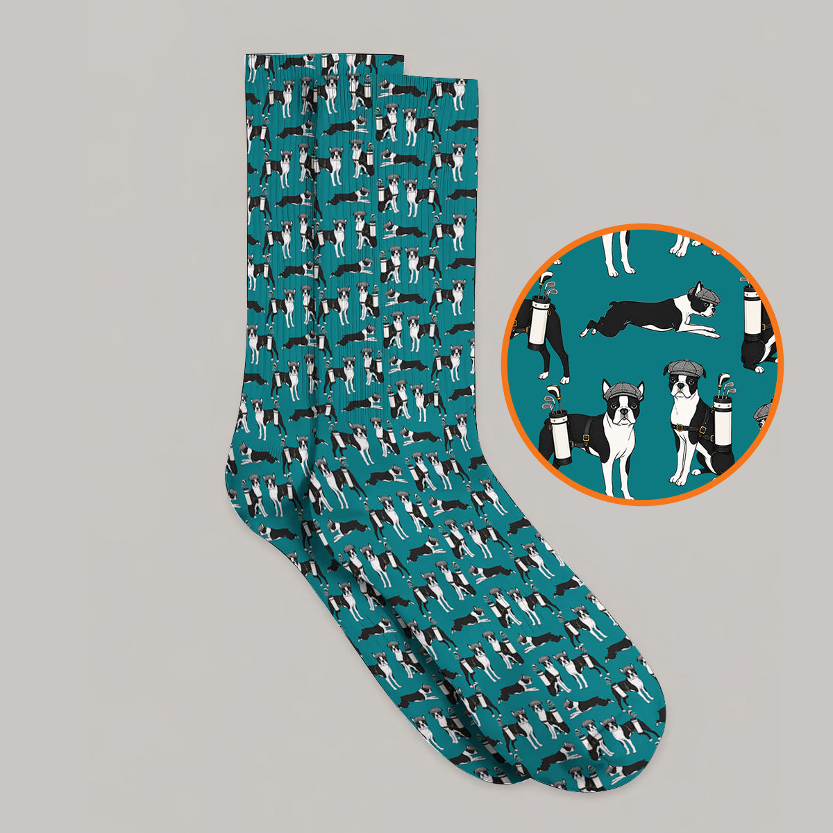 Boston Terrier Pattern Golf Socks, Boston Terrier Golf Sock, Funny Golf Gift For Golfer