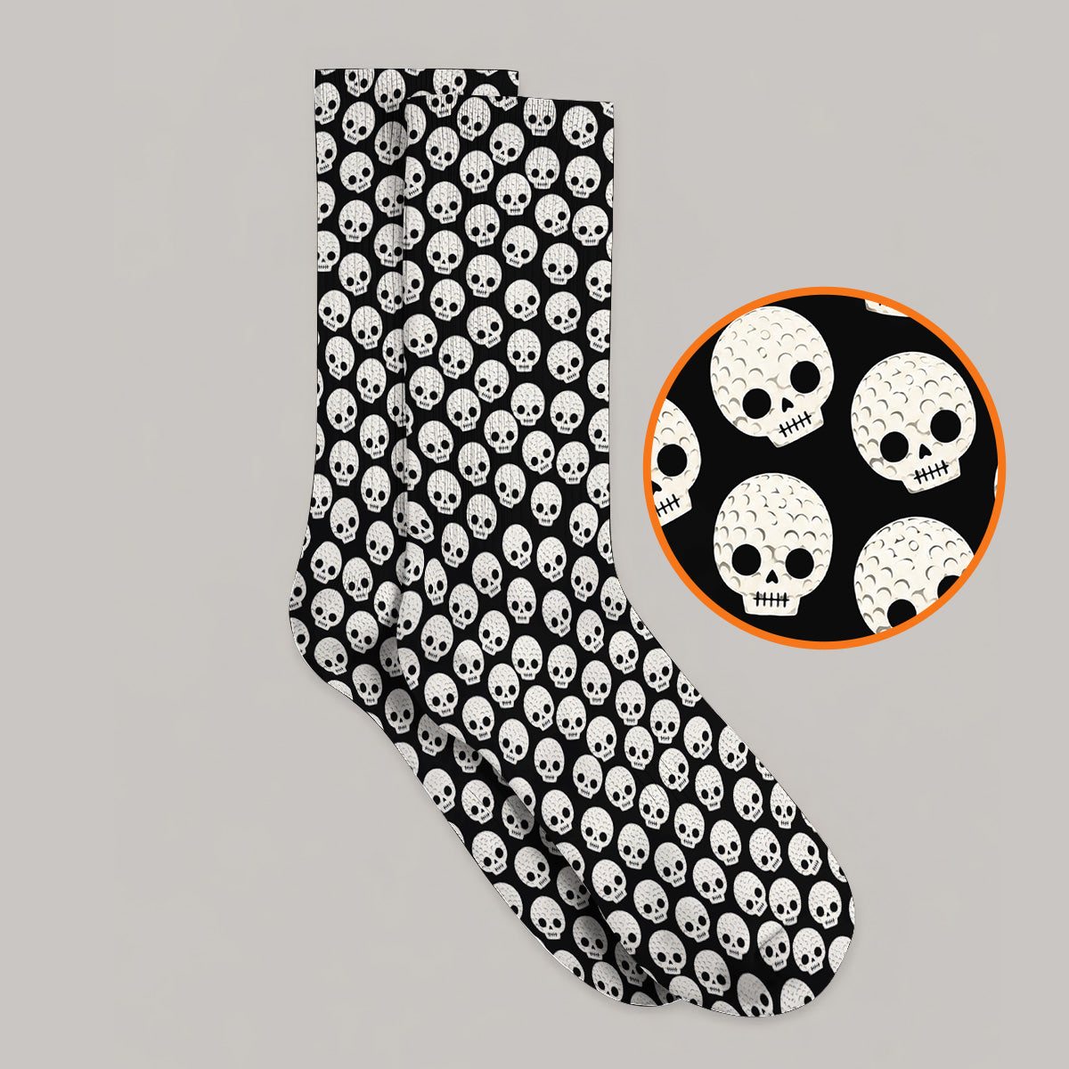 Crazy Skeleton Golf Socks, Skeleton Pattern Golf Sock, Golf Gift For Golfer