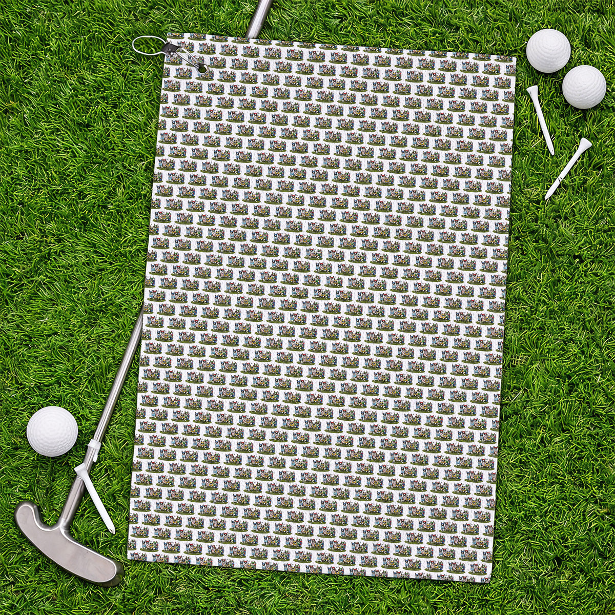 Boston Terrier Golf Pattern Towels, Funny Golfing Boston Terrier Towel, Dog Lover Golf Gift