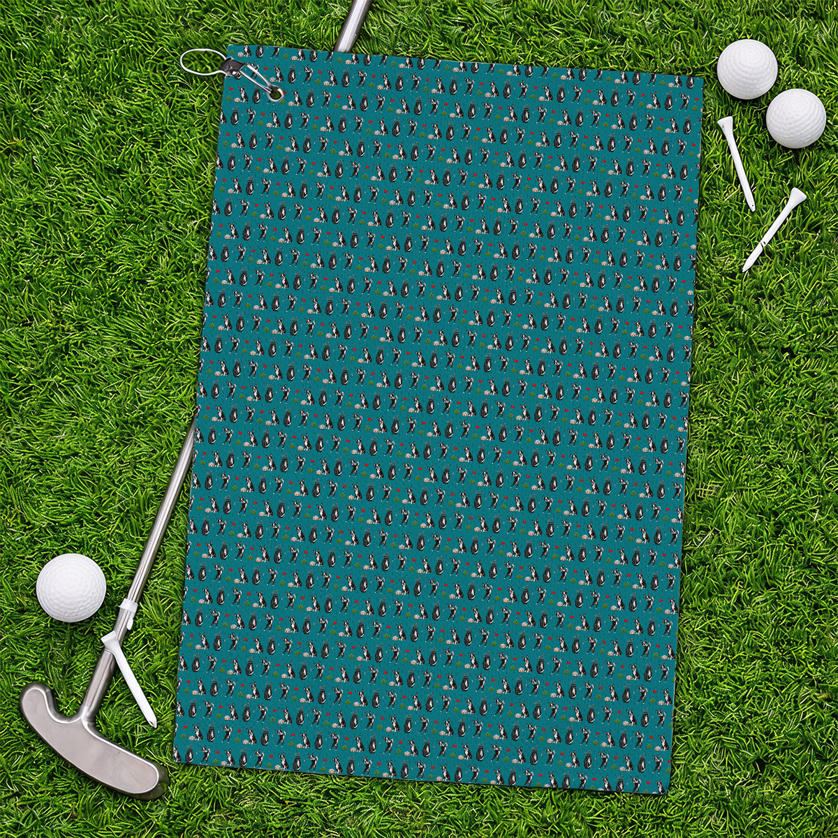 Funny Boston Terrier Pattern Golf Towels, Boston Terrier Golf Towel, Golf Gift For Golfer