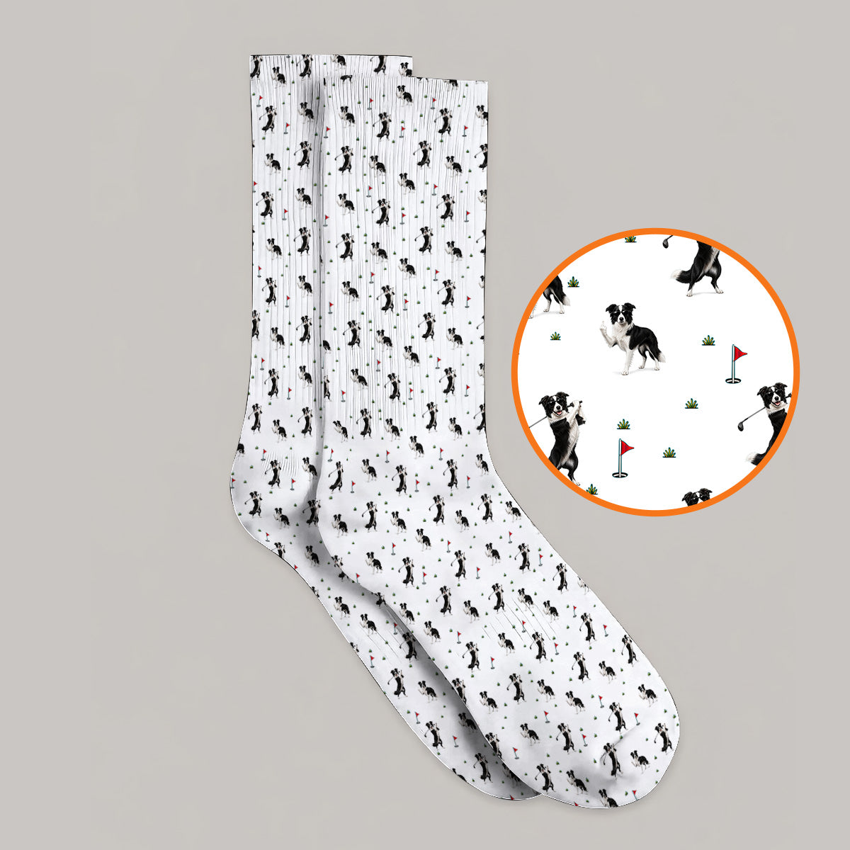 Border Collie Golf Socks, Border Collie Pattern Golf Sock For Golfer, Funny Golf Gift For Dog Lover