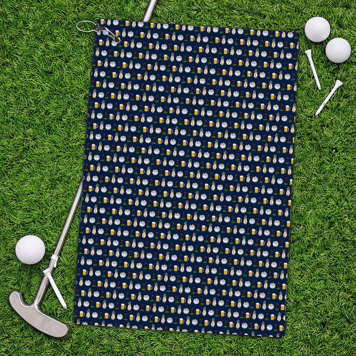 Crazy Beer Pattern Golf Towel, Beers Golf Towels, Golf Gift For Golfer