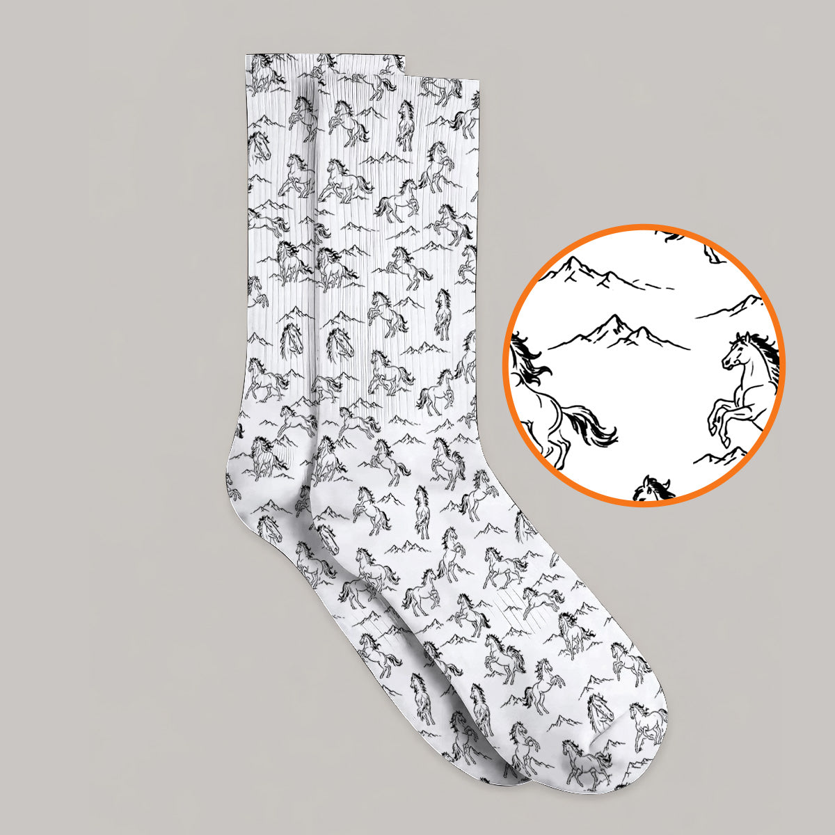 Crazy Horse Golf Pattern Socks, American Quarter Horse Golf Sock, Western Horse Gift for Golfers