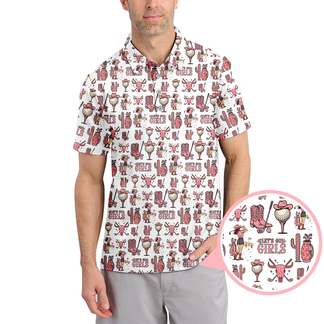 Let’s Go Girls Golf Pattern Shirt, Western Cowgirl Golf Polos For Golfers, Funny Golf Shirts For Women's