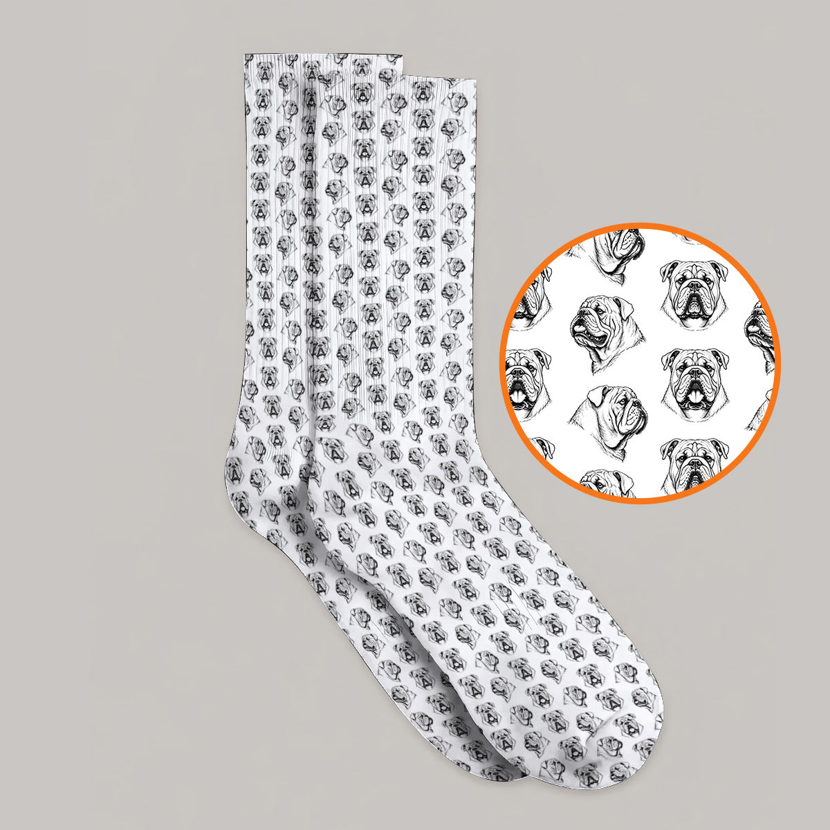 English Bulldog Golf Pattern Socks, Bulldog Golf Sock, Crazy Golf Gift For Golfers